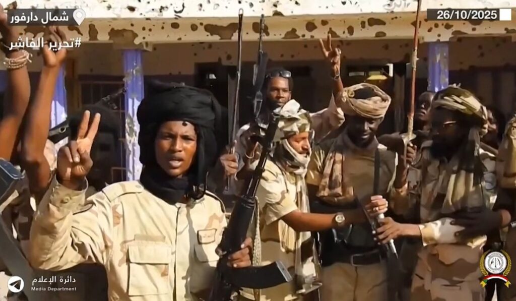 Captura de un vídeo difundido por las RSF desde El Fasher a través de Telegram.