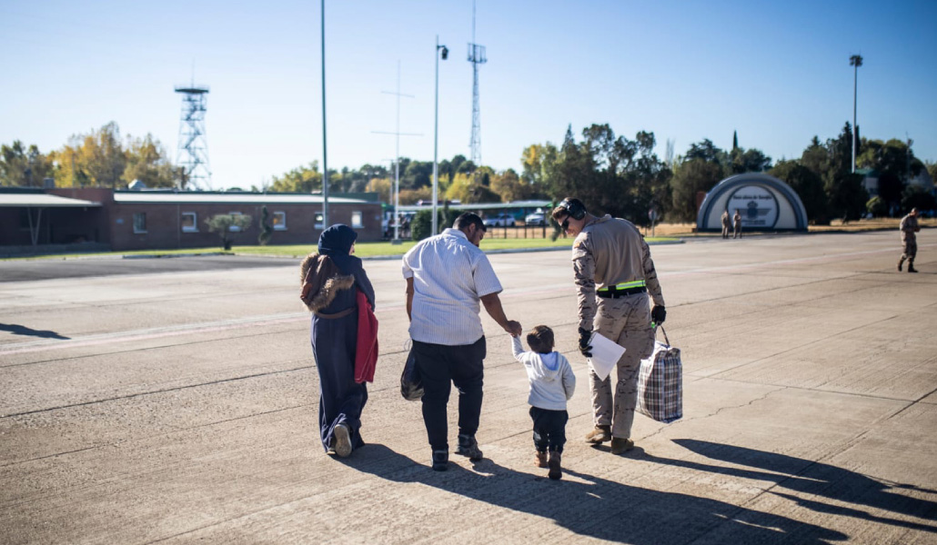 Los niños procedentes de Gaza a su llegada a España