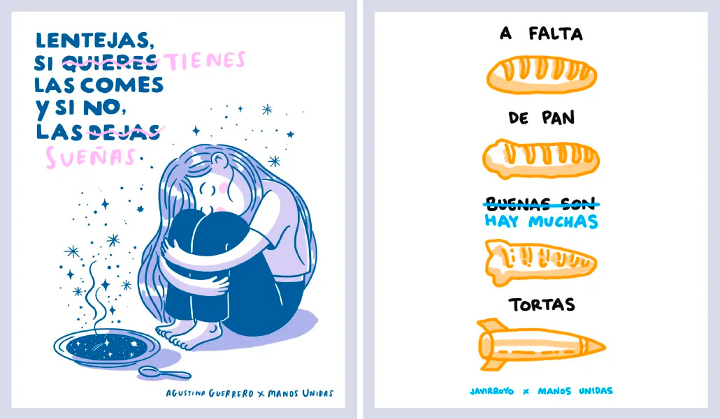 Algunos carteles de Refranes contra el hambre