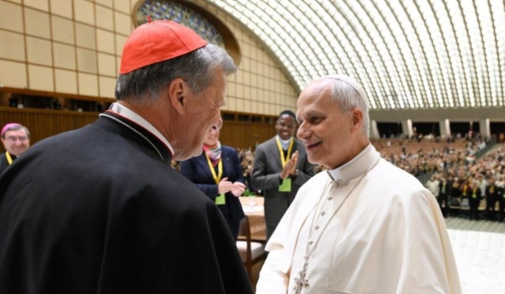 León XIV con el cardenal Mario Grech
