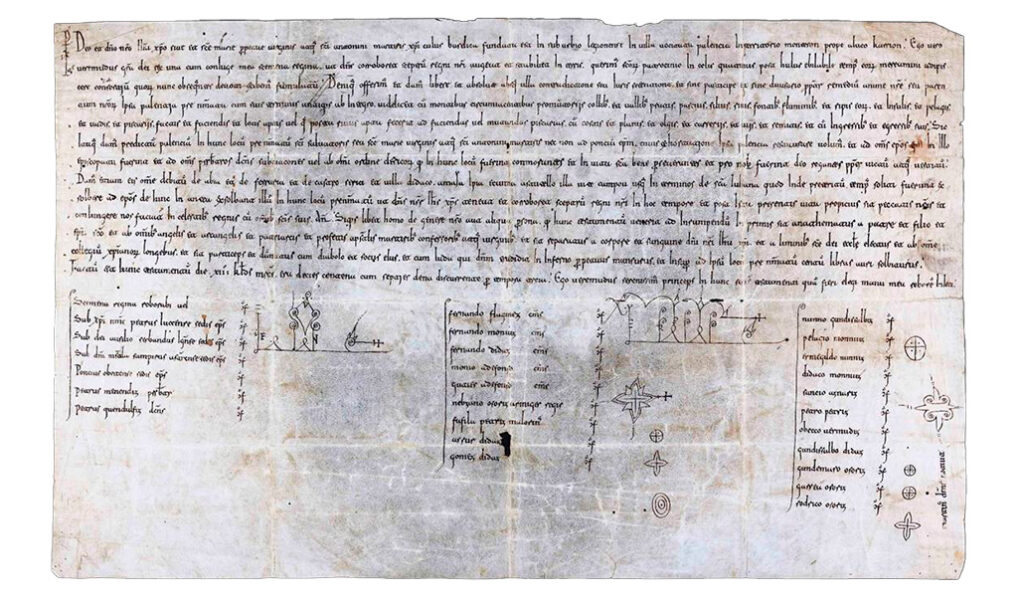 Documento del año 1035 por el que Sancho III refunda en la práctica la diócesis.