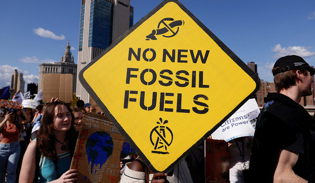 Protesta en Nueva York contra el uso de combustibles fósiles en enero.