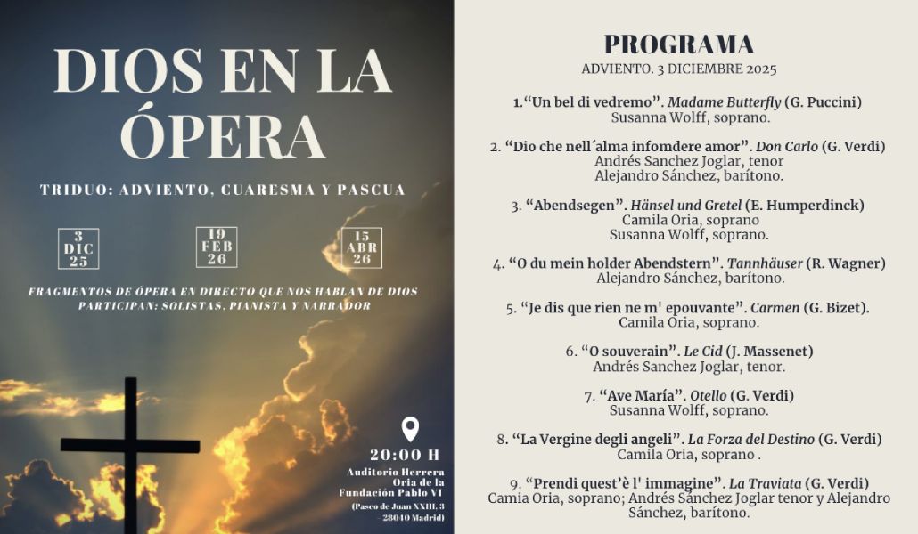 Cartel promocional del concierto de Adviento 'Dios está en la Ópera'