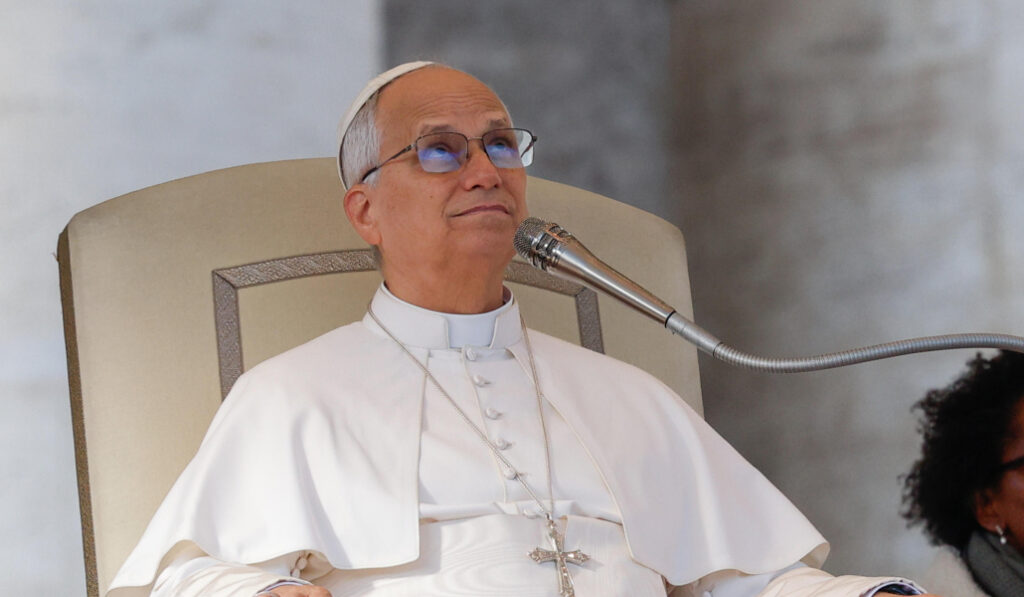 León XIV durante la audiencia