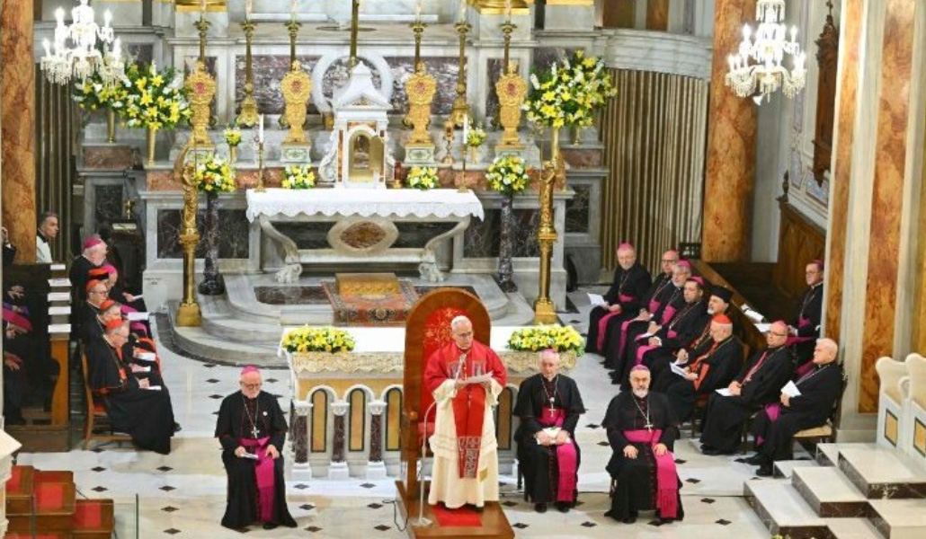 El Papa durante su discurso.