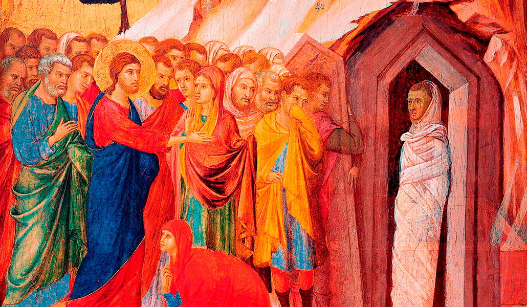 'La resurrección de Lázaro'. Duccio di Buoninsegna. Museo de Arte Kimbell, Texas (EE. UU.).