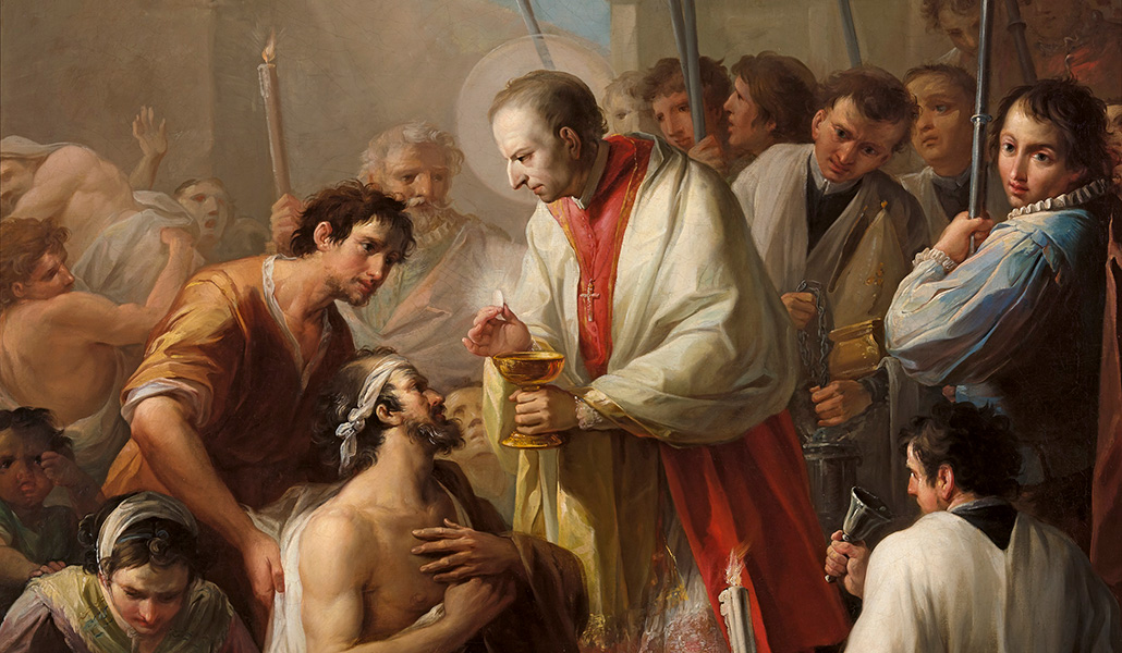 'San Carlos Borromeo dando la comunión a los apestados de Milán', Mariano Salvador Maella. Banco de España (Madrid).