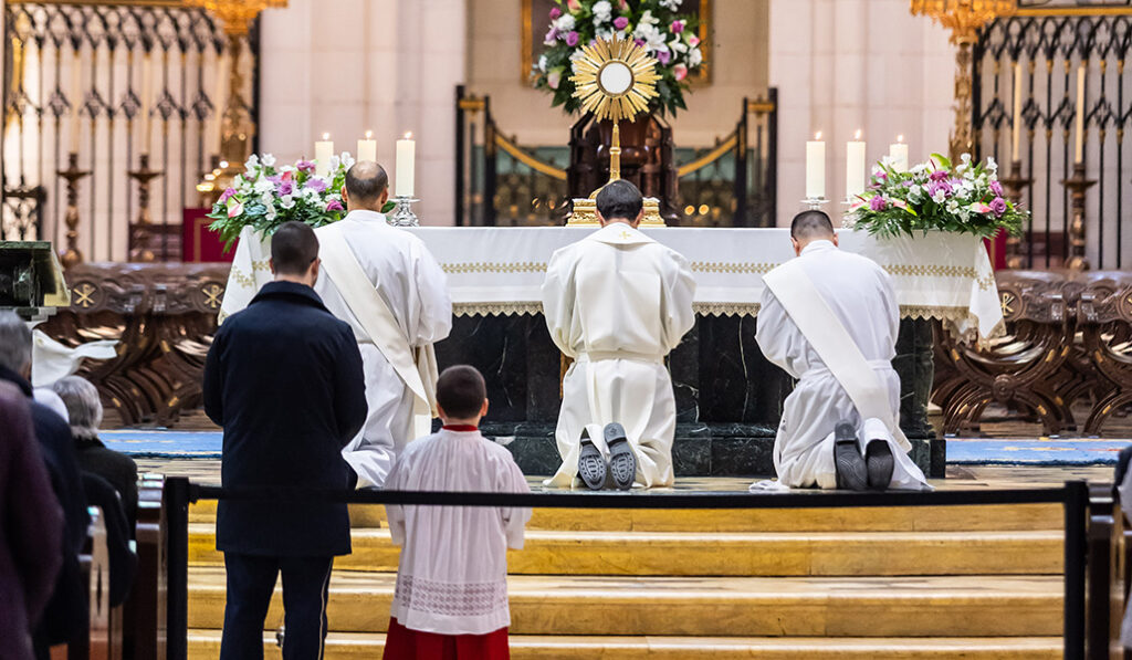 El cardenal junto al Santísimo.