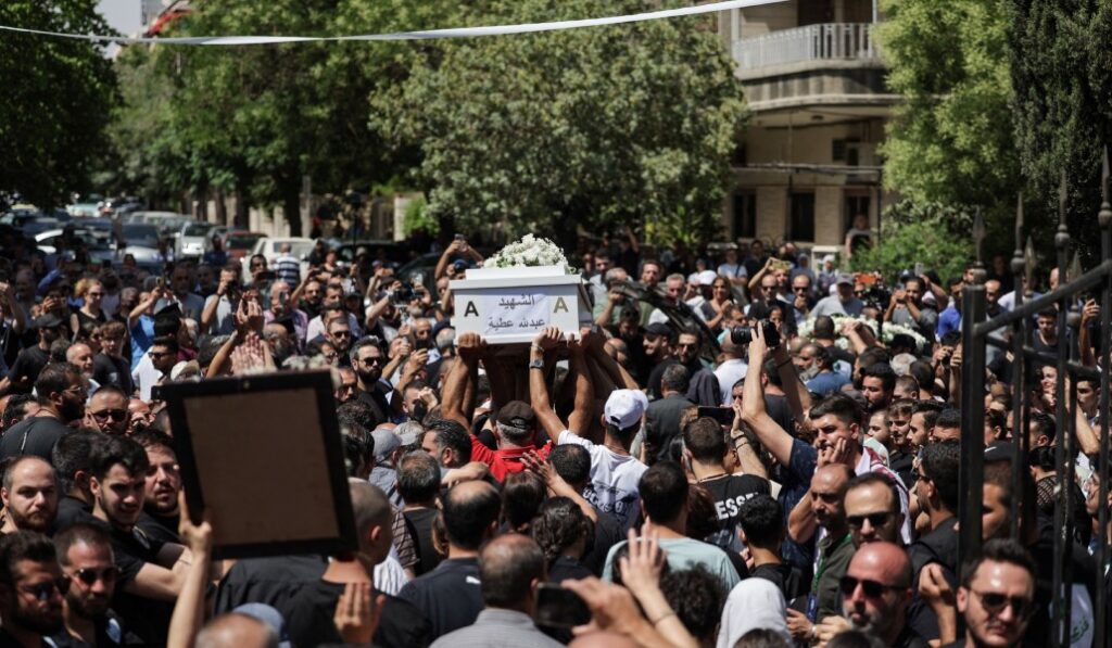 Funeral por las víctimas del atentado en la iglesia de Mar Elias, de Damasco. Foto: CNS.