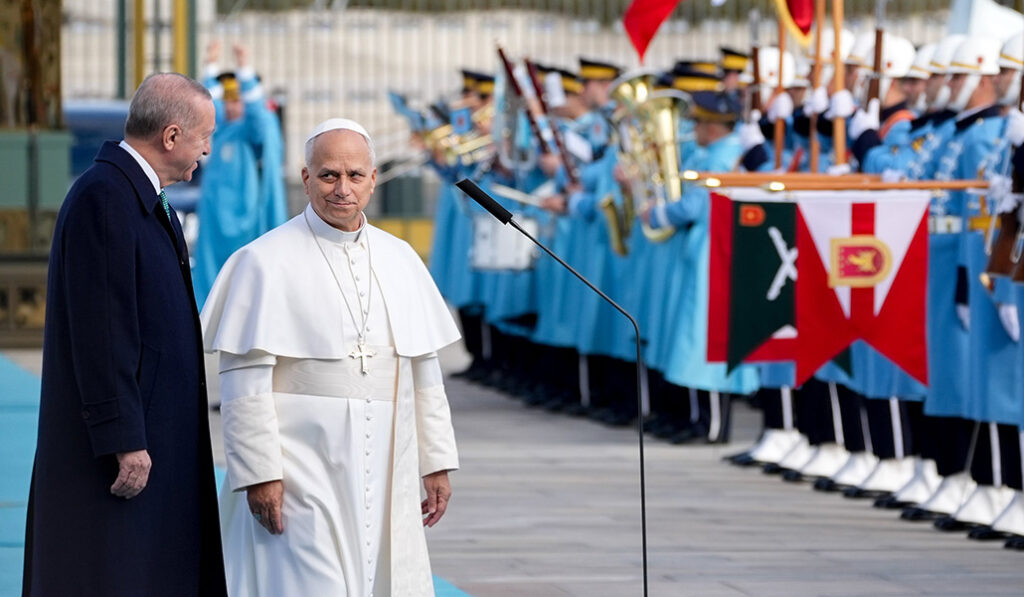 Llegada al Palacio Presidencial turco.