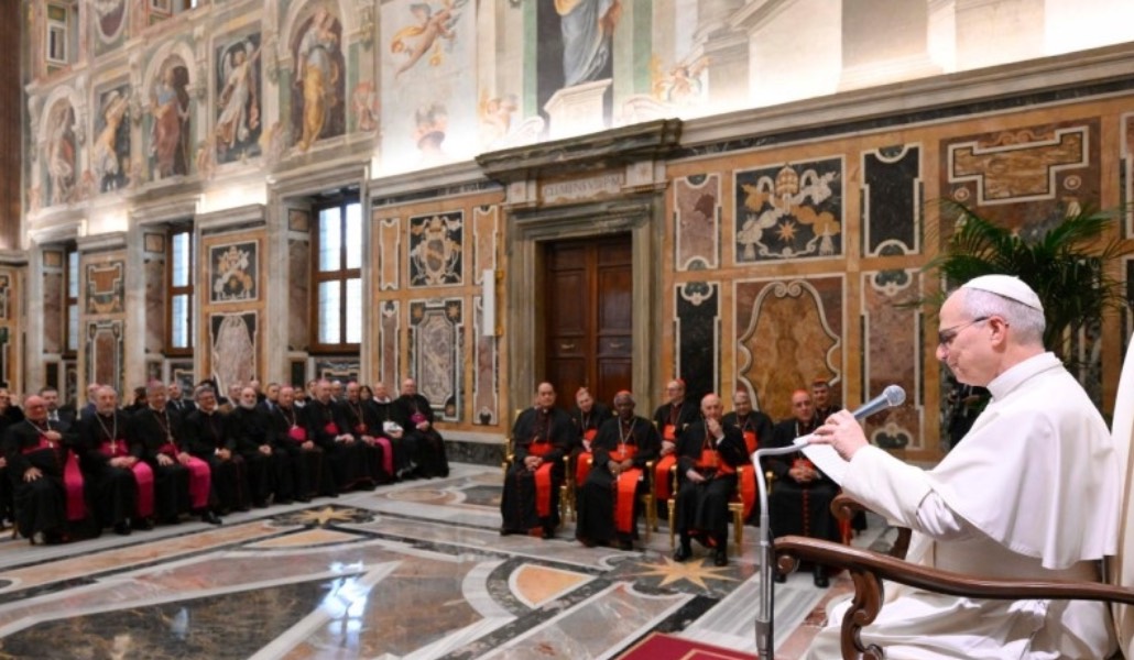 Un momento del discurso del Papa a Doctrina de la Fe. Foto: Vatican Media.