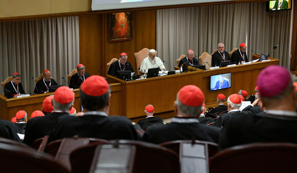 Primera sesión, en el Aula del Sínodo.