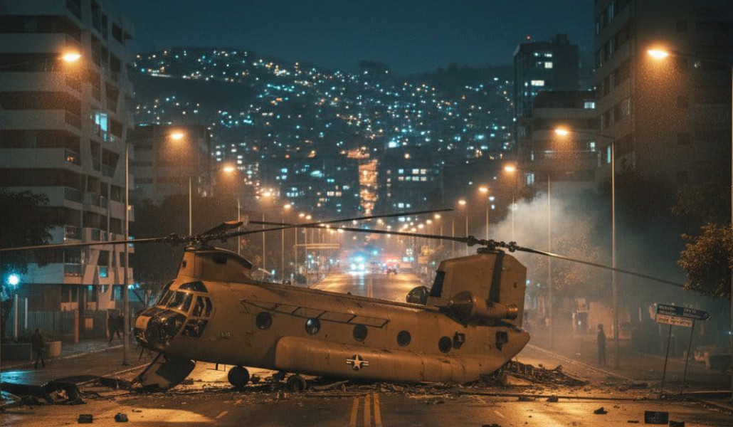 Una de las imágenes que está dejando la intervención militar de EE. UU. en las calles de caracas. Foto: X.