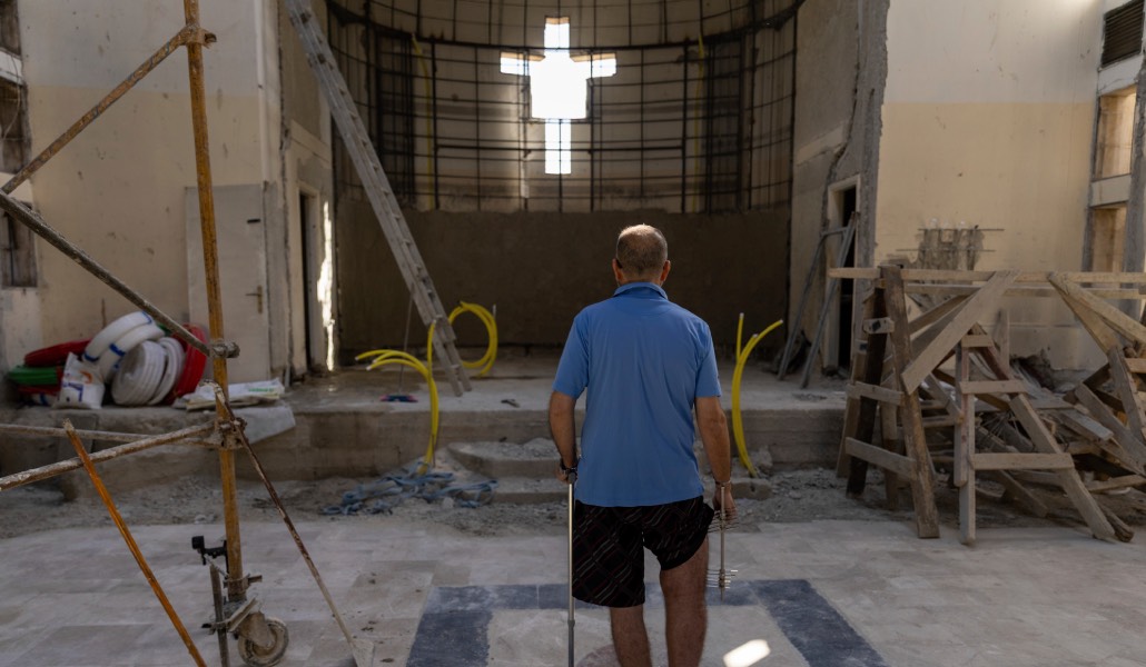 Un herido en el atentado contra la iglesia de Mar Elias, en Damasco. Foto: Puertas Abiertas.