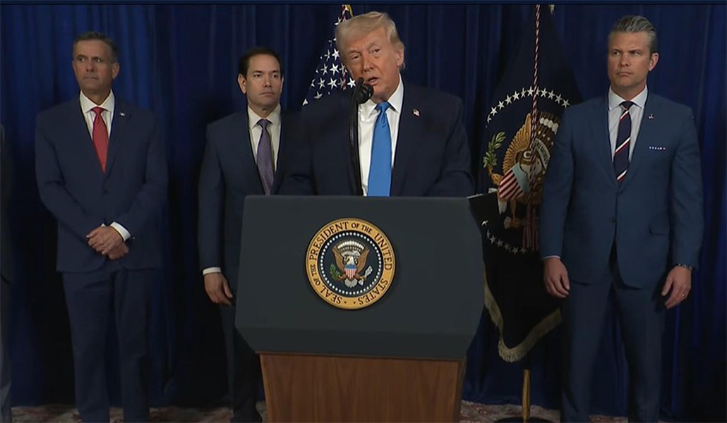 El presidente Trump durante su comparecencia. Foto: EFE.