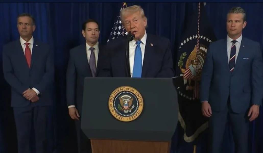 El presidente Trump durante su comparecencia, Foto: EFE.