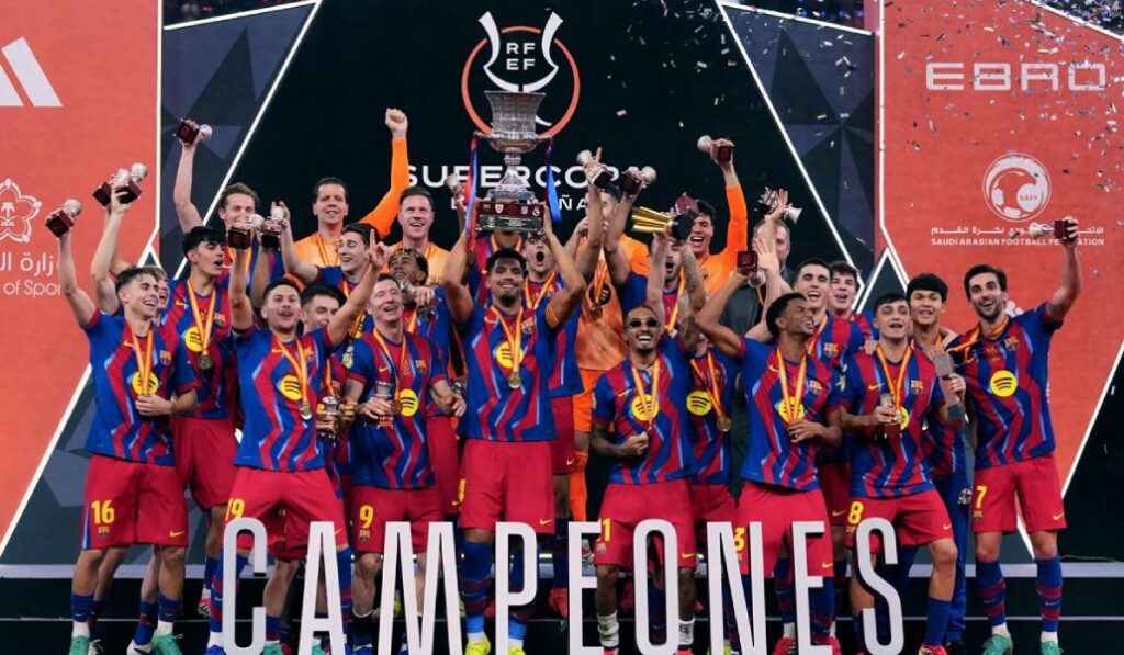 El Barça en Arabia Saudí tras ganar la Supercopa de España.