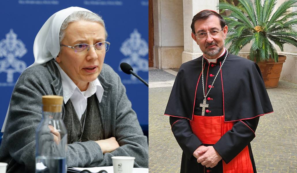 Simona Brambilla y el cardenal José Cobo.