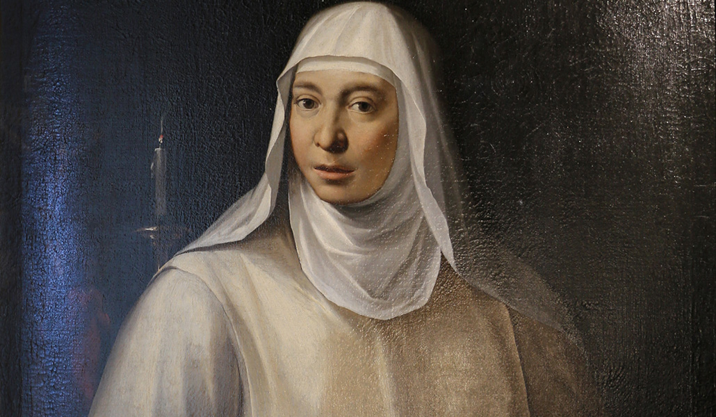Giovanni Battista Naldini, contemporáneo de la santa, la pintó en este cuadro del Museo de Montepulciano.