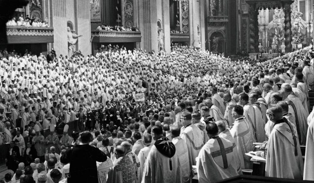 Una de las sesiones del Concilio Vaticano II. Foto: CNS.