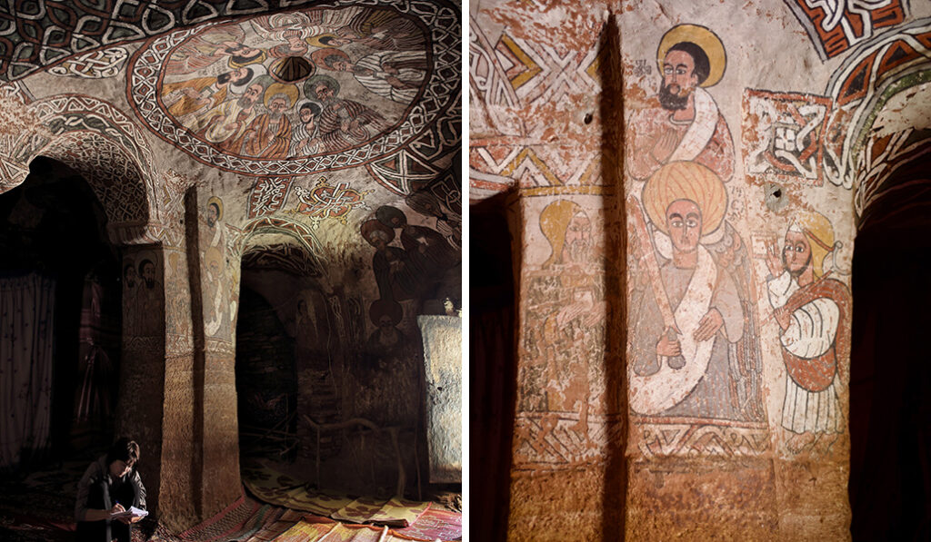 Interior de la iglesia de Abuna Yemata Guh.