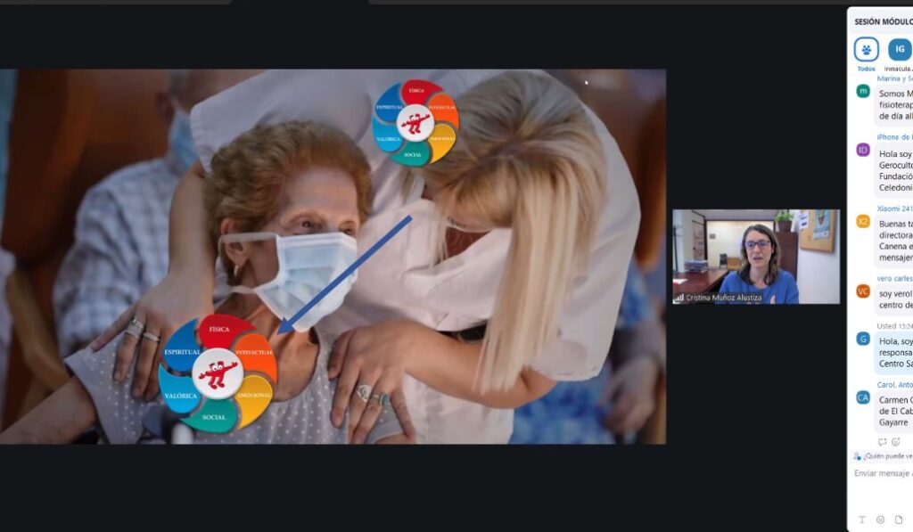 Un momento de la clase virtual de Cristina Muñoz. Foto: San Camilo.