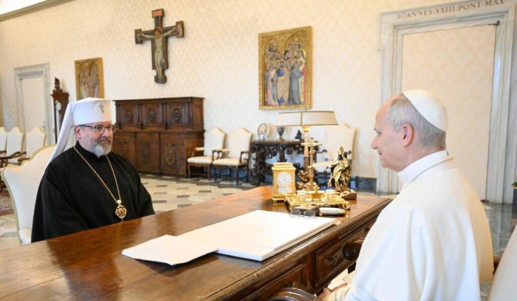 Un momento de la audiencia de León XIV a Shevchuk. Foto: Vatican Media.