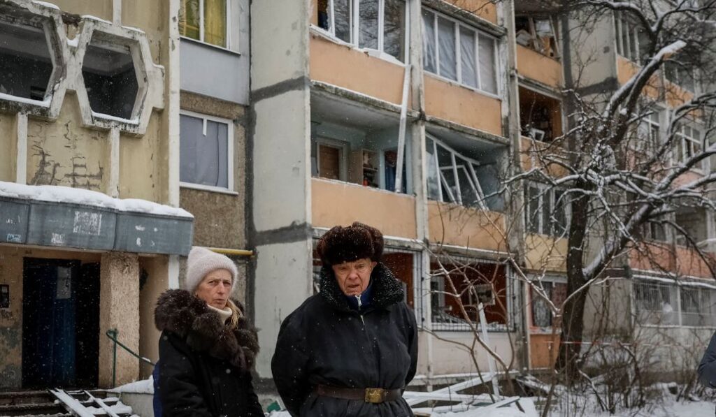 Un edificio en Kiev devastado por la guerra.