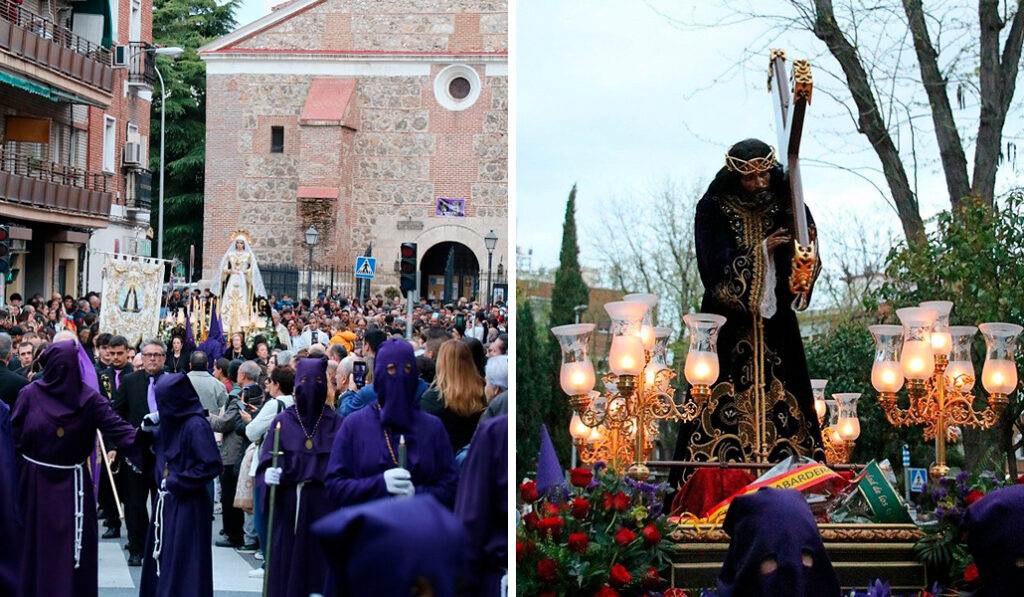 La Junta de Gobierno de esta cofradía tiene una media de 29 años. A la derecha: La talla del Nazareno ha sido restaurada recientemente.