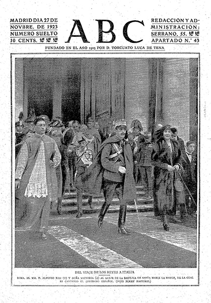 Portada de 'ABC' sobre la visita de Alfonso XIII a la basílica en 1923.