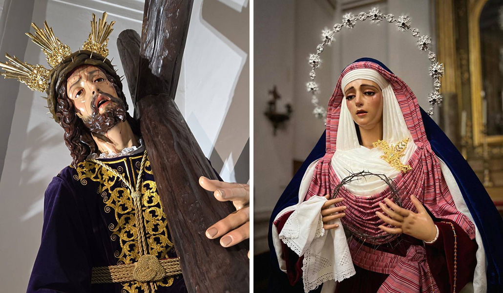 Este Cristo «está agitanado» por sus rizos y su media melena. Las imágenes son de tradición andaluza.