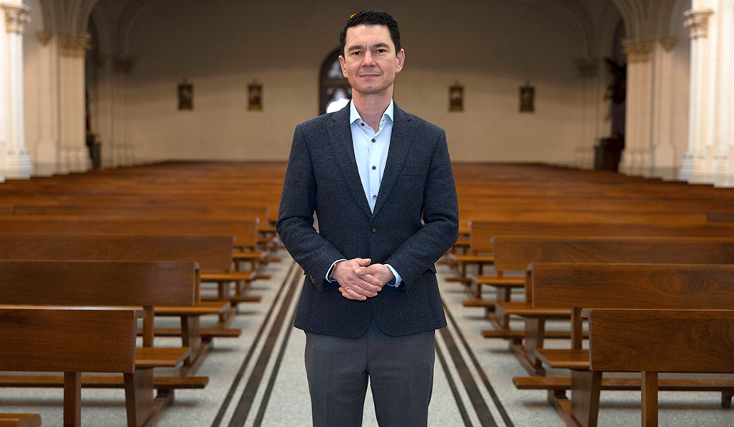Drake durante su estancia en la Universidad Pontificia Comillas, en febrero pasado.