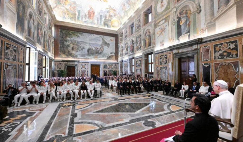 Un momento del discurso del Papa. Foto: Vatican Media.