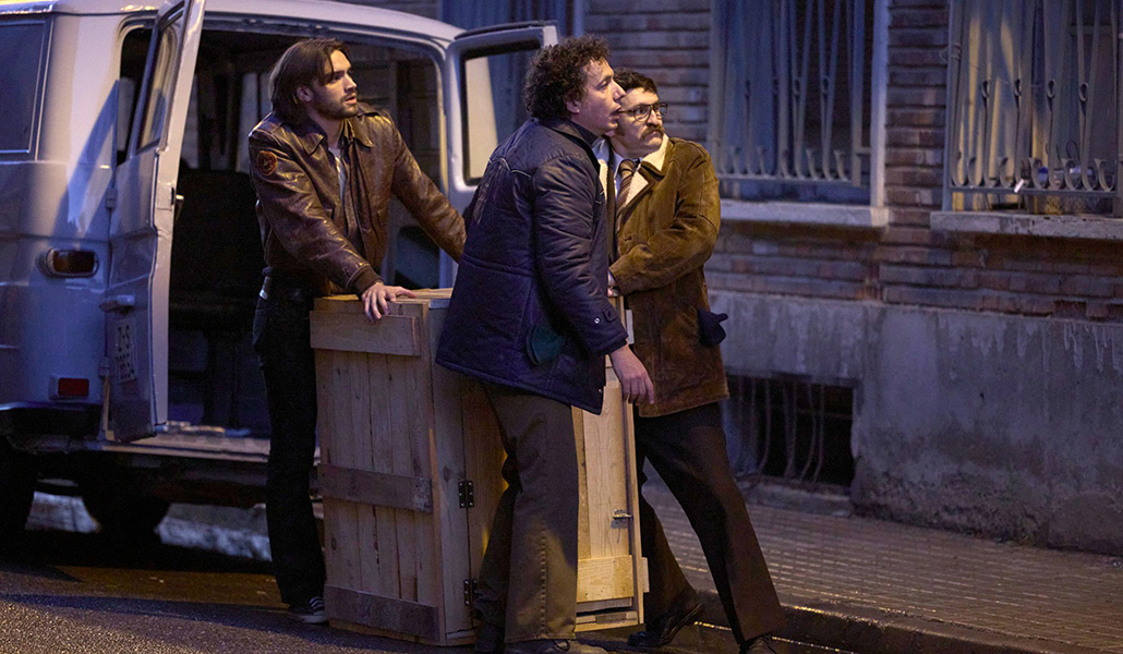 Los secuestradores, encarnados por Raúl Arévalo, Vito Sanz y Gabriel Guevara.