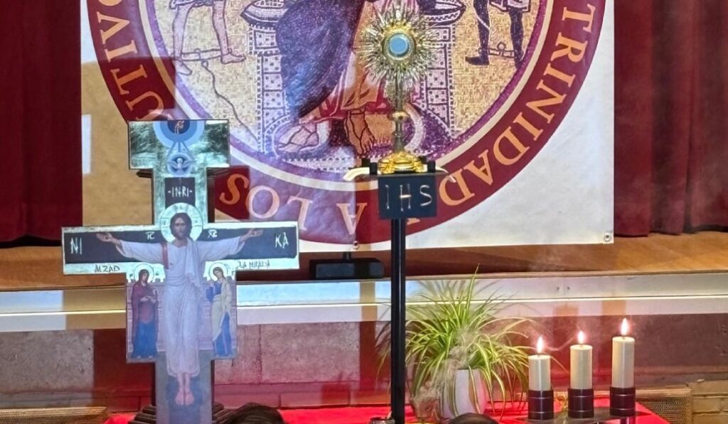 La cruz de los jóvenes y el Santísimo en su visita a Soto del Real. Foto cedida por Paulino Alonso.