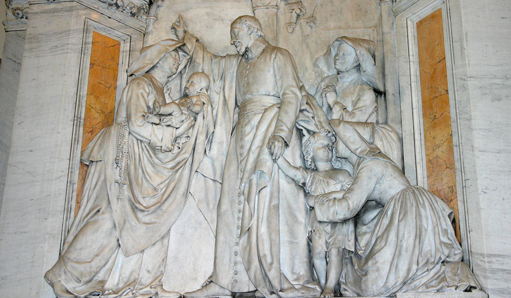 'San Vicente de Paúl y Santa Luisa de Marillac' (1858/1860). Relieve en la capilla de San Vicente de la iglesia de San Carlo al Corso de Milán.