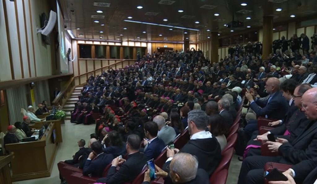 Un momento de la presentación de la encíclica. Foto: Vatican Media.