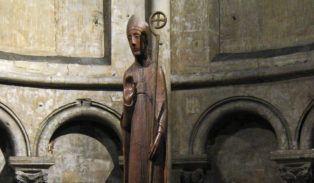 Escultura del santo en la iglesia de Saint-Germain-des-Prés.