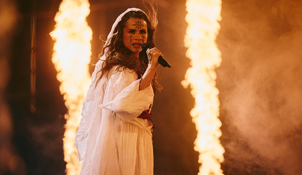 La croata Inka Večerina Perušić, vocalista de Lelek, en Eurovisión.