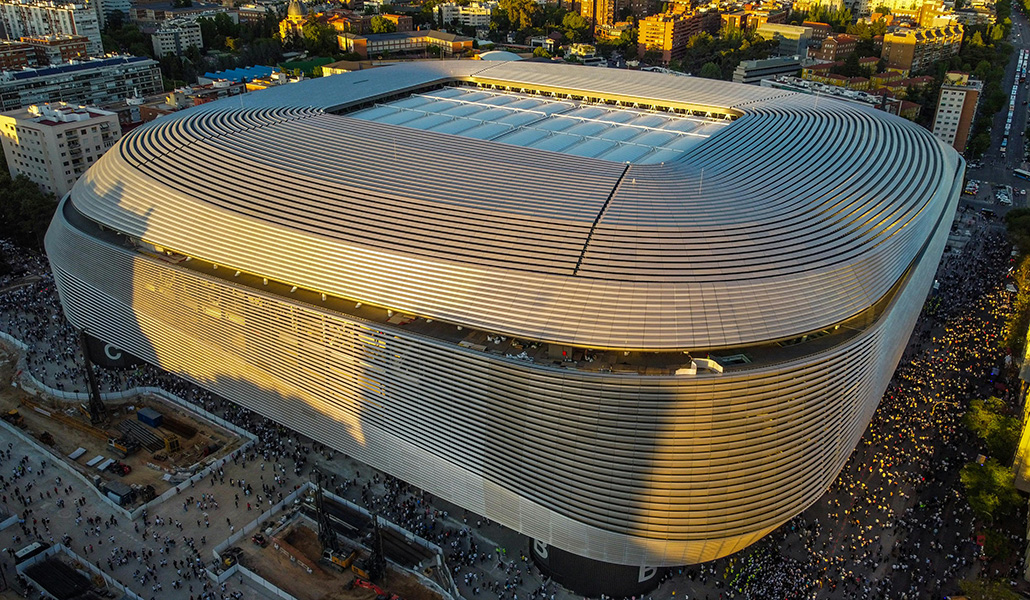 Vista aérea del estadio Santiago Bernabéu