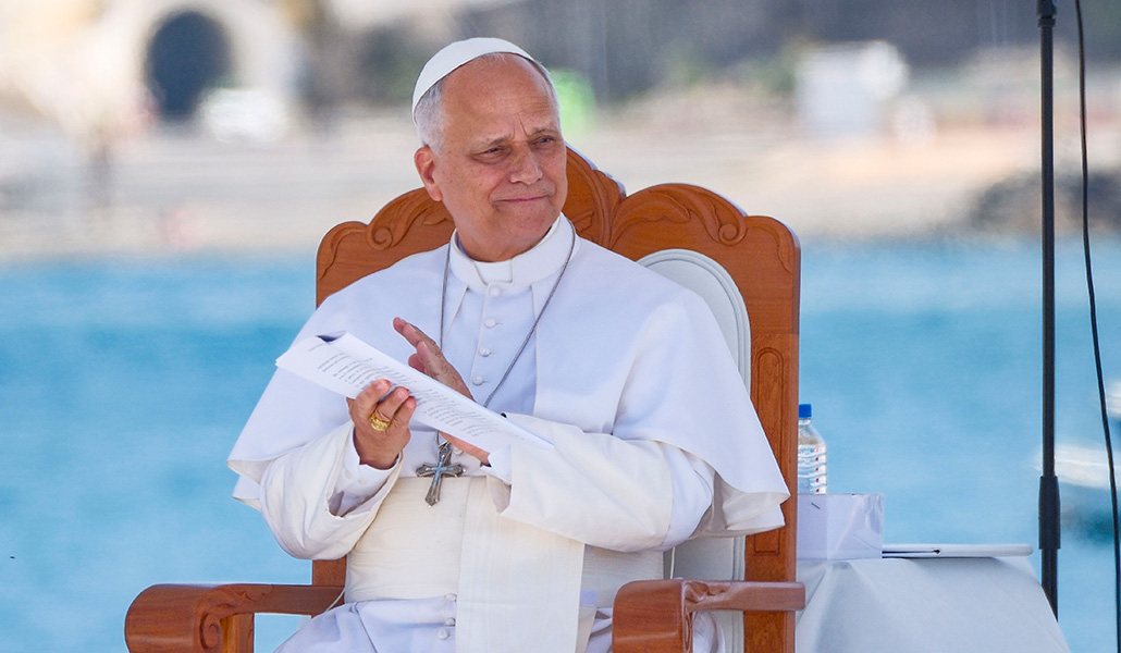El Papa León XIV durante el encuentro en el muelle de Arguineguín, en la isla de Gran Canaria.