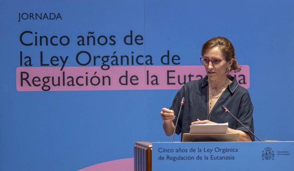Mónica García durante la presentación de los datos. Foto; Moncloa.