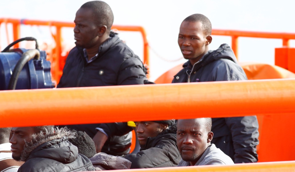 Migrantes rescatados llegando a Arguineguín. Foto: OSV News / Reuters / Borja Suárez.