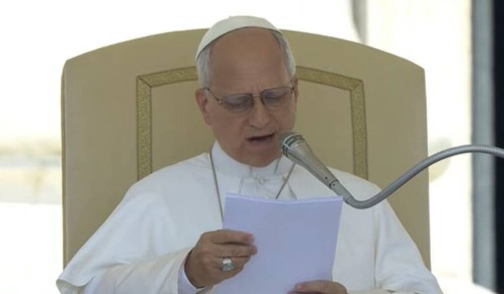León XIV durante su catequesis. Foto: Vatican Media.