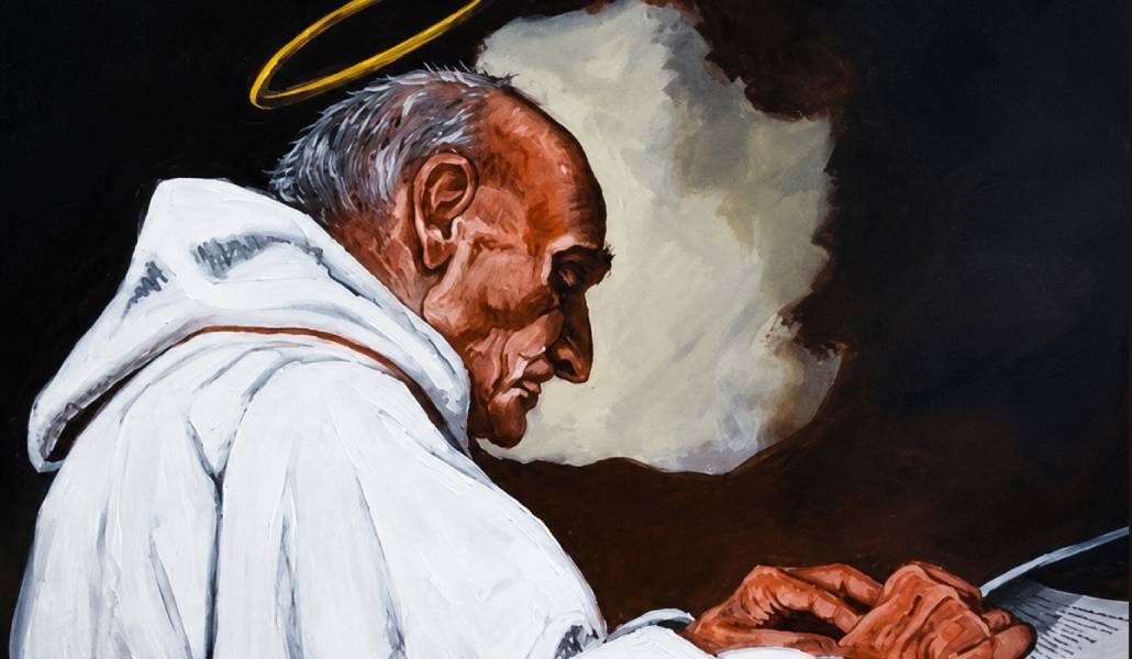 Cuadro de Jacques Hamel pintado por el pintor musulmán Moubine. Foto: Vatican News.