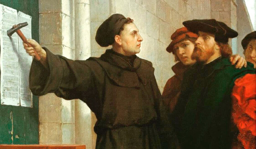 'Lutero clava sus 95 tesis en la puerta', Ferdinand Wilhelm Pauwels.