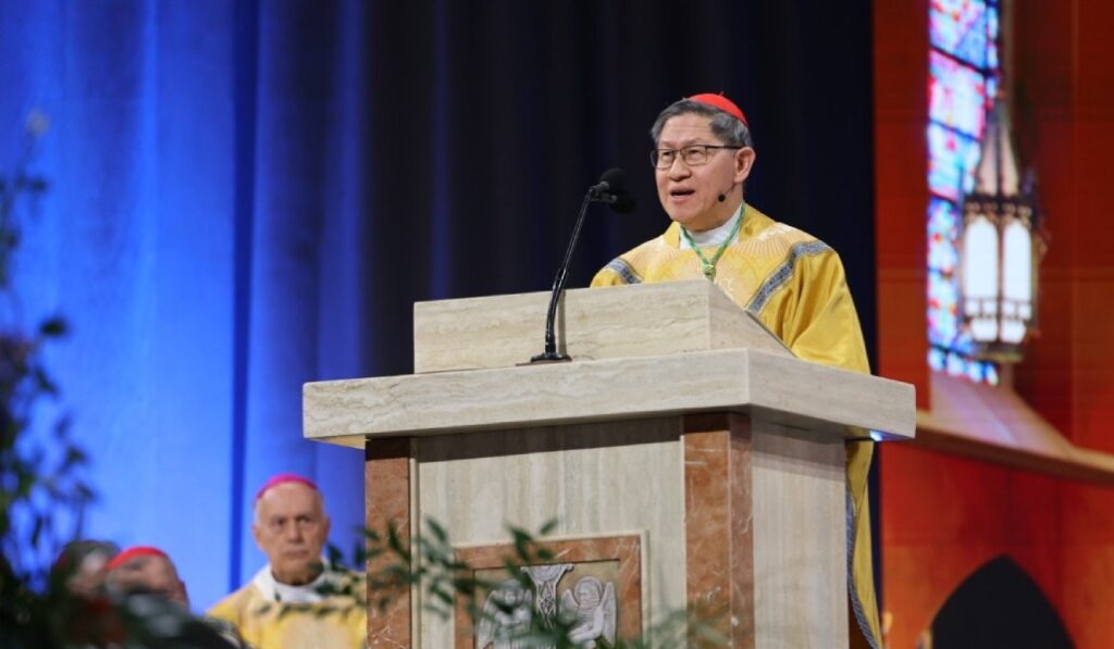 El cardenal Tagle pronuncia su homilía. Foto: OSV News / Margaret Murray.