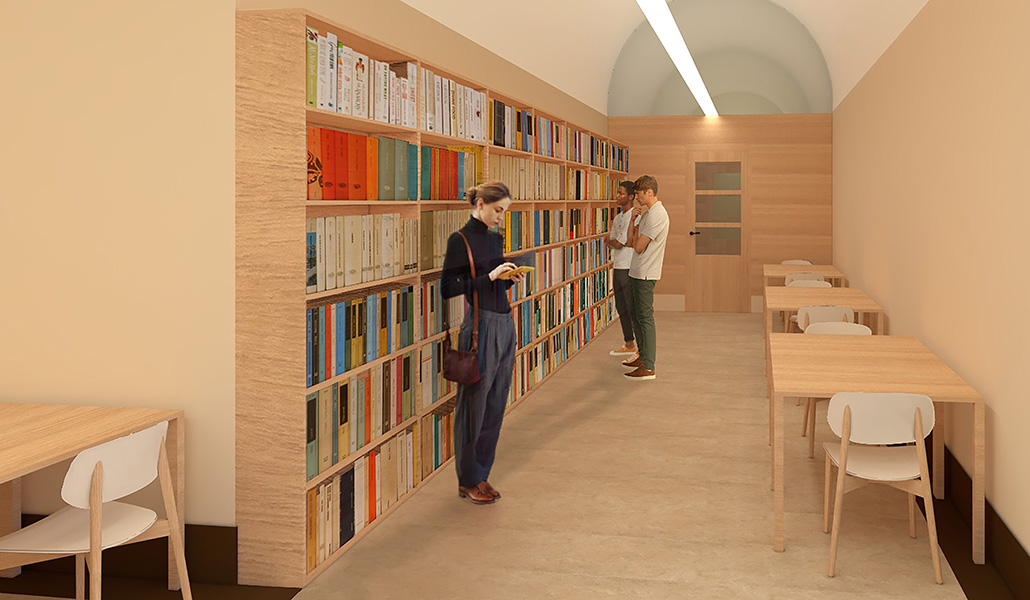 Recreación de cómo quedará una de las salas de lectura de la nueva biblioteca.