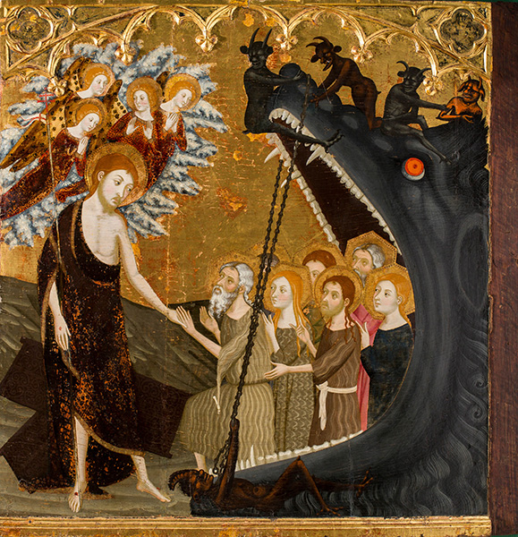 'Descenso a los infiernos'. Temple y pan de oro sobre tabla. Museo de Zaragoza.