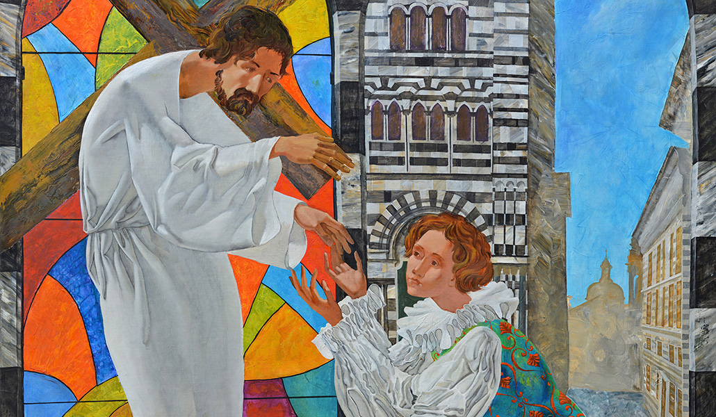 Imagen de santa Catalina en la iglesia que lleva su nombre en Génova.